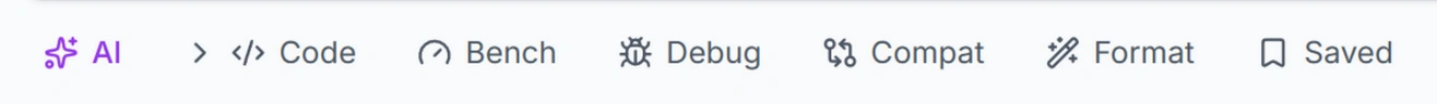 The Compat button in the regex editor toolbar, between Debug and Format